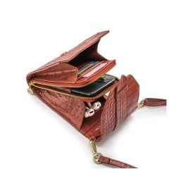 MOSZ Telefoontasje Croco Cognac Gold -Eastpak Winkel 3. binnenkant bruin goud