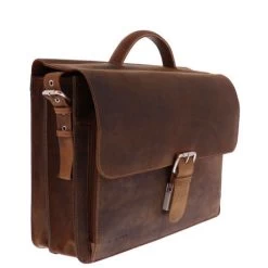 Plevier Retro Darwin Vintage Laptop Bag 2-Vaks 15.6" Brown -Eastpak Winkel 552 2 darwin zijkantvoor