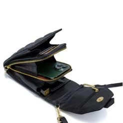 MOSZ Telefoontasje Quilted Black Light Gold -Eastpak Winkel binnen phone bag black