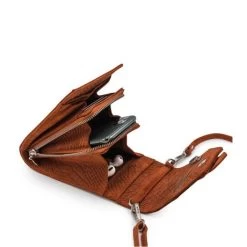 MOSZ Telefoontasje Suède Snake Cognac Brushed Silver -Eastpak Winkel binnenkant