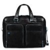 Piquadro Blue Square Portfolio Computer Briefcase 15" With IPad Black