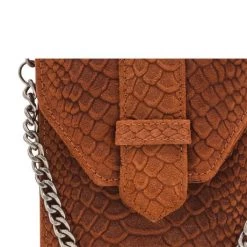 MOSZ Telefoontasje Suède Snake Cognac Brushed Silver -Eastpak Winkel detail 1