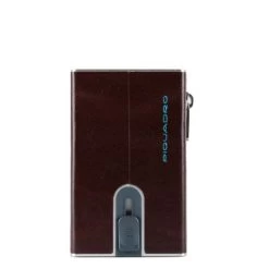 Piquadro Blue Square Compact Wallet Mahogany