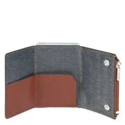 Piquadro Blue Square Compact Wallet Tobacco Leather -Eastpak Winkel pp5585b3r cu dett1