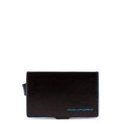 Piquadro Blue Square Credit Card Holder Case Black