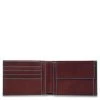 Piquadro Blue Square Men's Wallet With Coin Pocket Mahogany