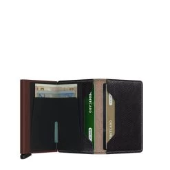 Secrid Slim Wallet Portemonnee Saffiano Brown -Eastpak Winkel secrid slimwallet saffiano brown open